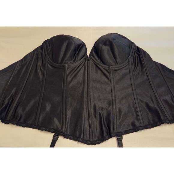 Vintage Carnival Black Bustier Corset 36C | Made in USA | All 4 Garter Straps - Picture 2 of 15